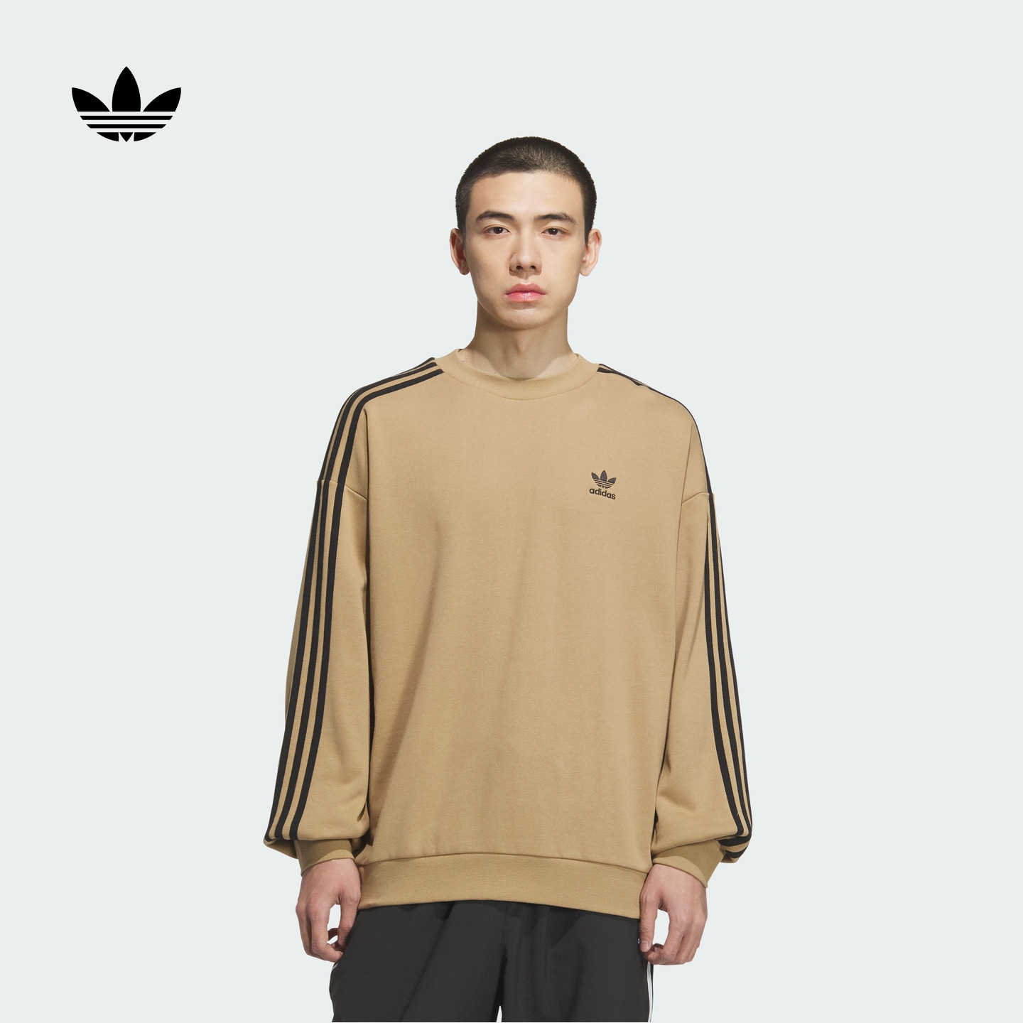 阿迪达斯官方三叶草 宽松运动圆领套头卫衣男新款adidas KD1833