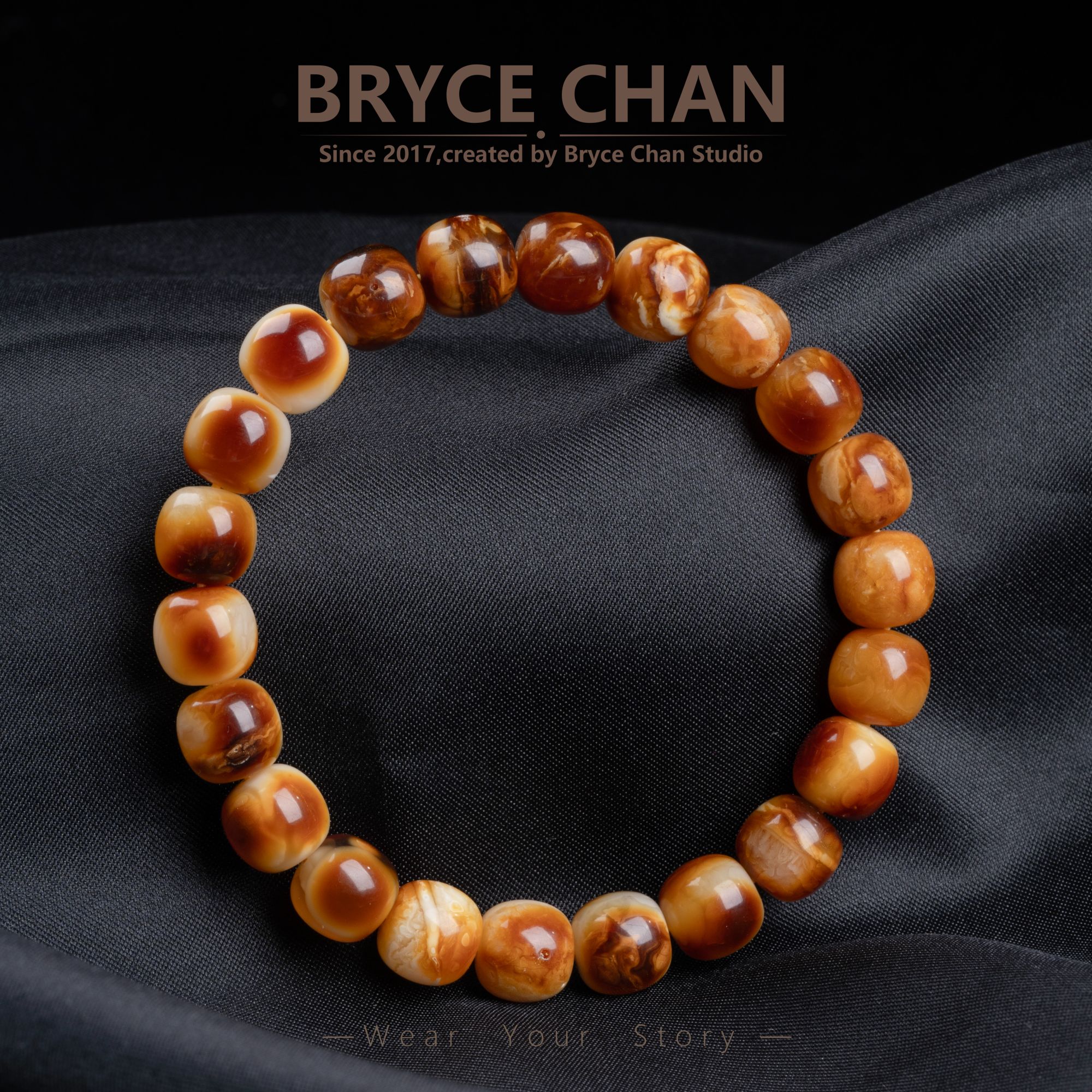 【耀今·虎斑】（9.7mm·12.14g·手围17）沁色虎皮妖孽渐变老型蜜蜡手串