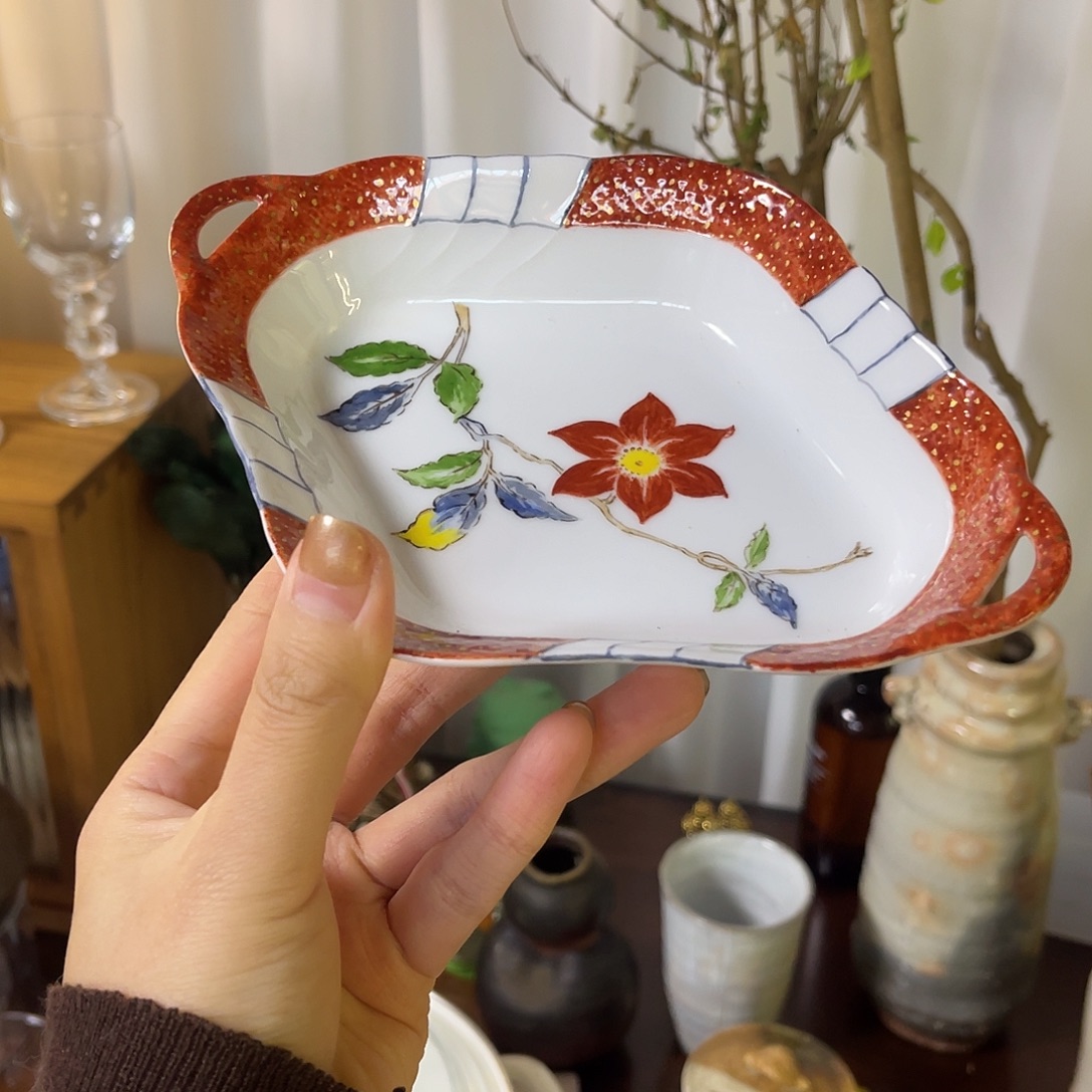 林***儿瓷片双耳盘子来咯来咯