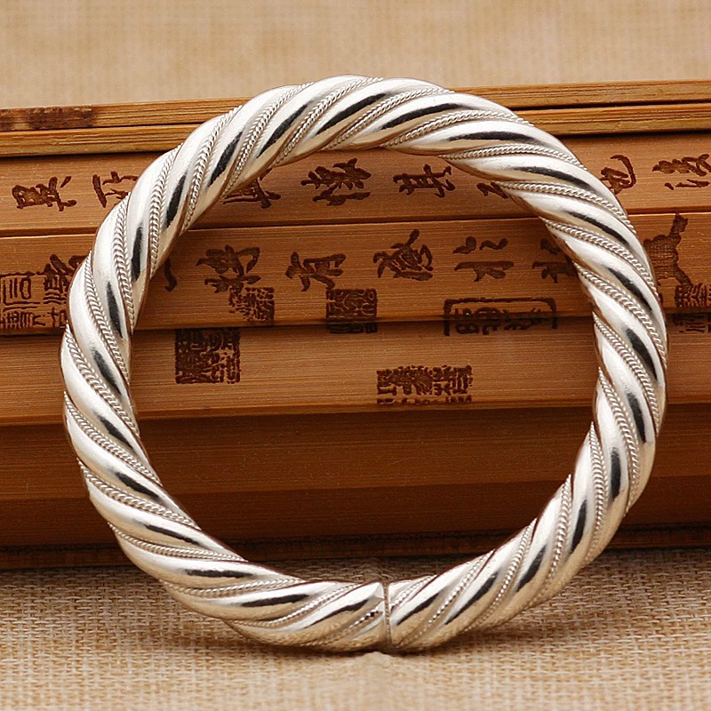 足银手镯 江南烟雨 麻花 圆形