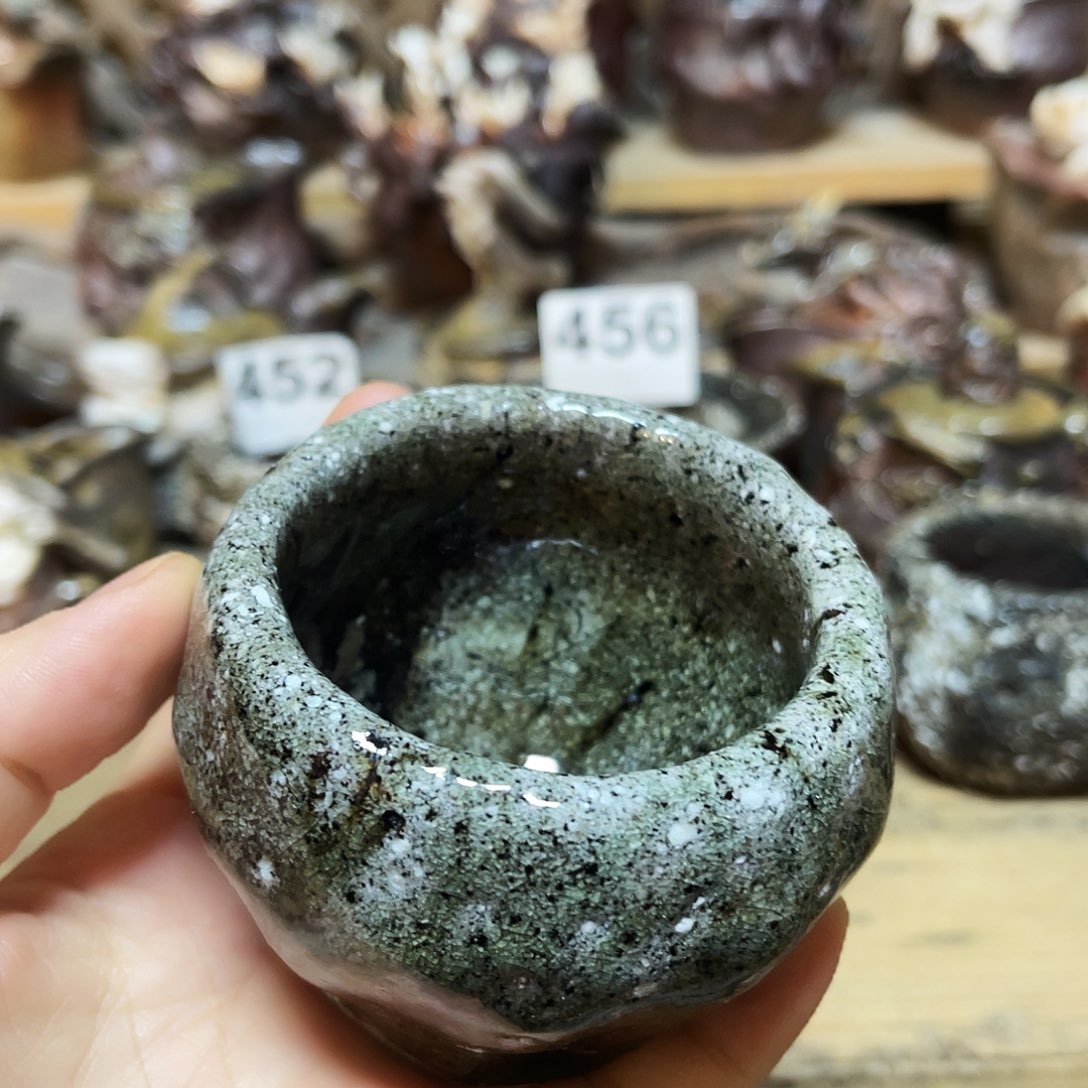 杯柴烧粗陶手捏杯粘底特价