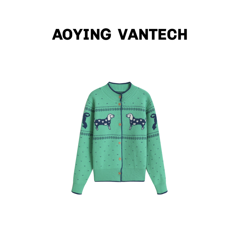 AOYING VANTECH【童话故事】软糯腊肠狗甜美上衣半高领开衫毛衣外套