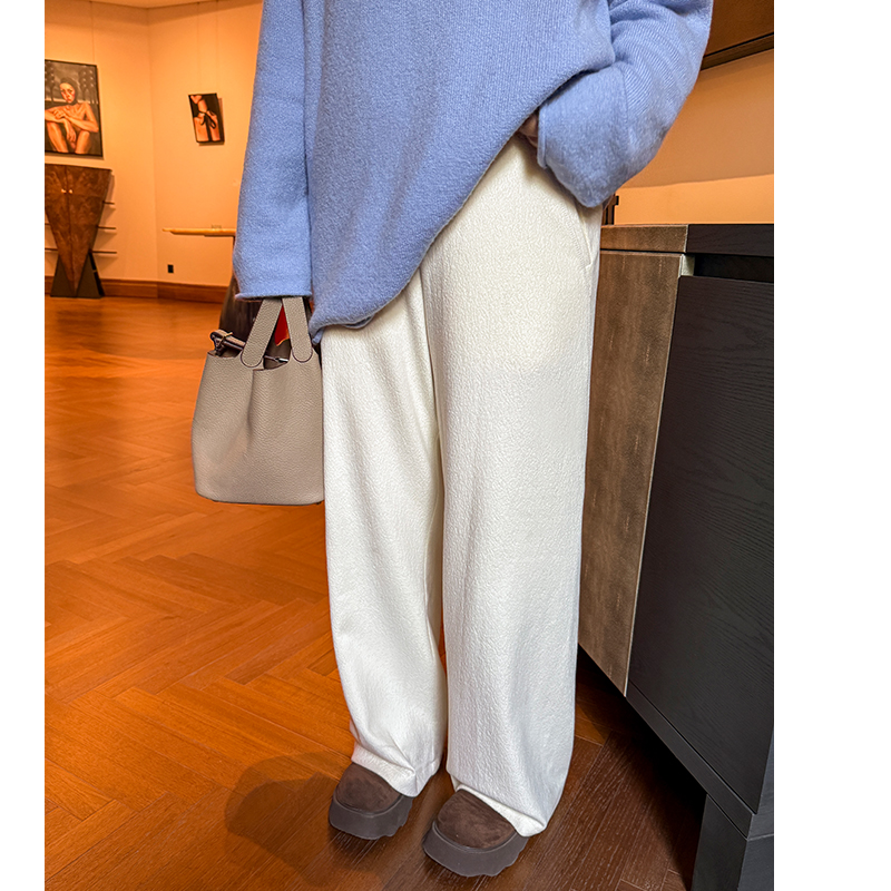 糯米毛呢裤/胖mm大码窄版直筒裤 藏肉显腿直~