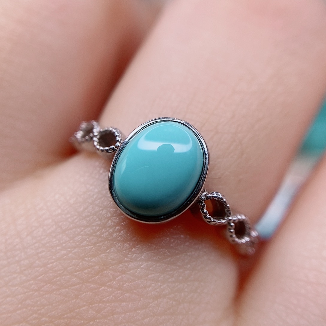 绿松石戒指银S925镶嵌