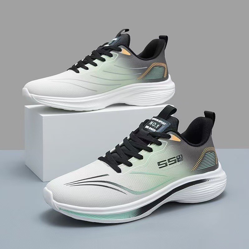 2025高弹大码男鞋四季款运动鞋秋冬新款男减震皮面跑步加绒运