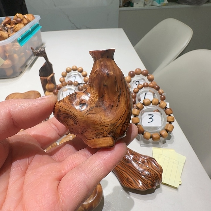 柏木太行崖柏陈化黑油迷你把把壶