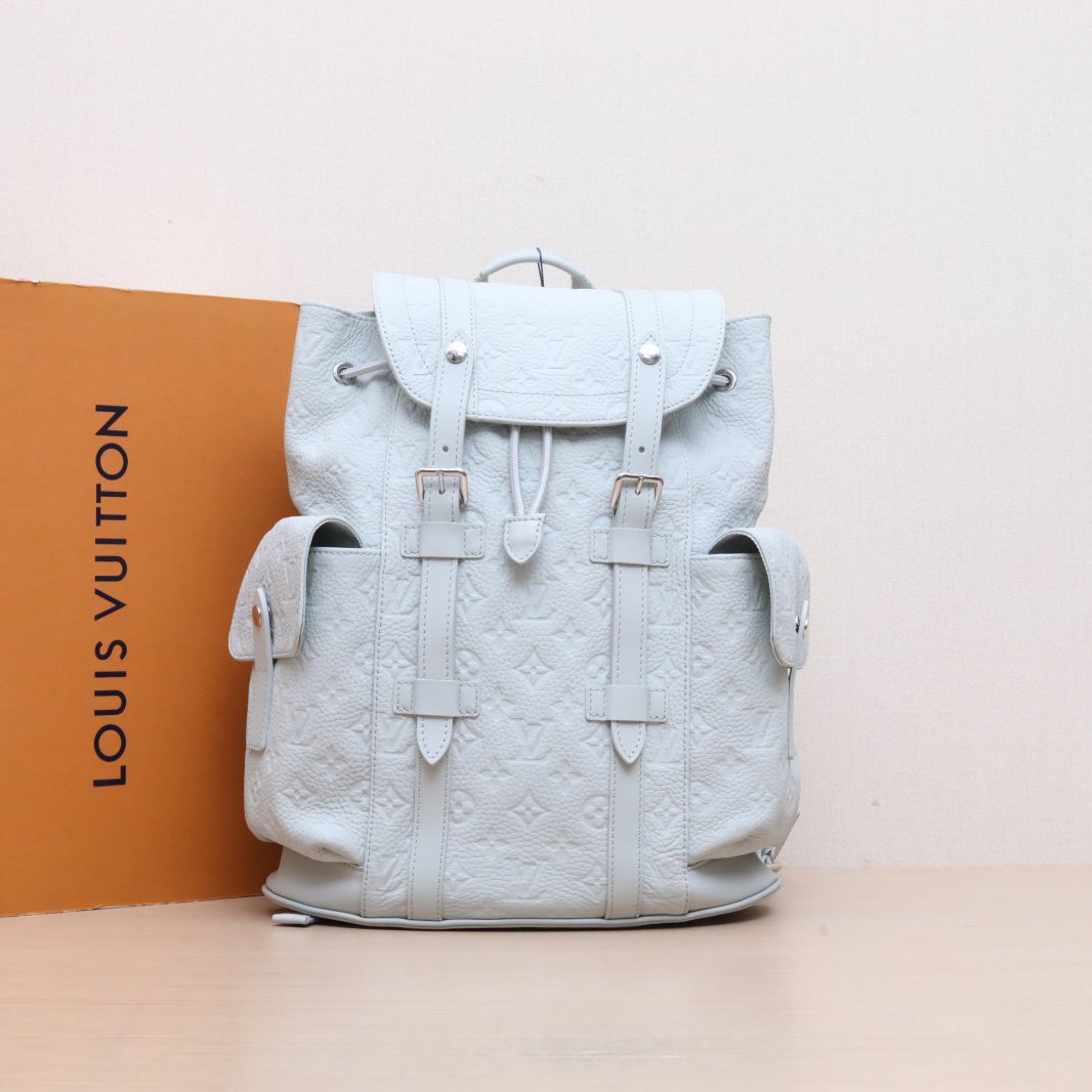 99新 LouisVuitton/路易威登 小花双双 双肩包 灰色 皮革C 芯片 