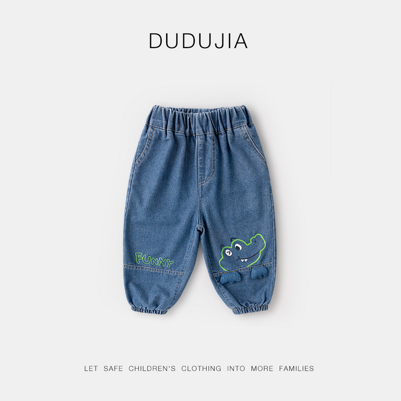 【现货】嘟嘟家宝宝牛仔裤秋季新款长裤立体卡通造型休闲裤潮酷百搭