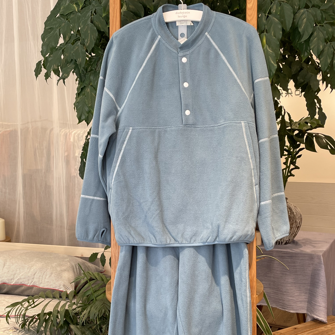 252-406朵朵秋冬季男款套头长袖圆领小立领设计感家居服套装