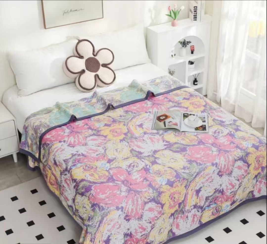 【花野】230*250纯棉纱布盖毯床盖