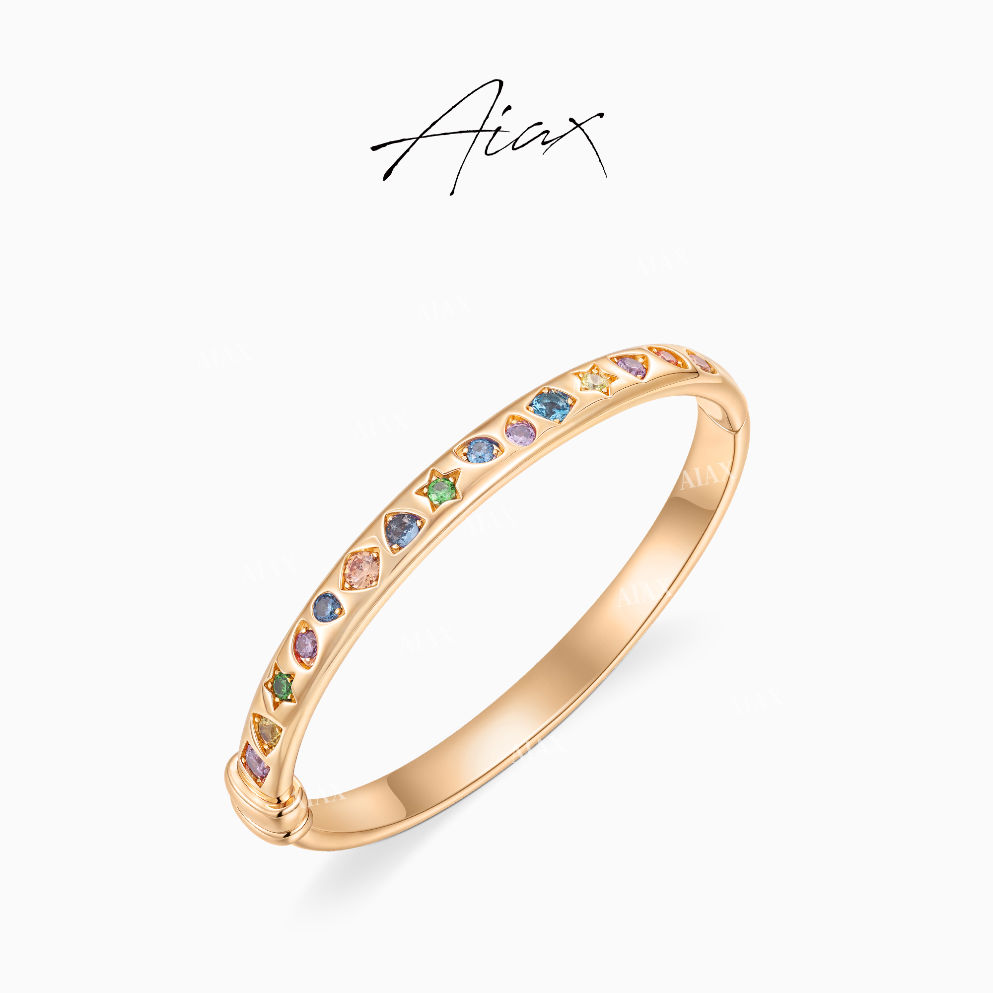 AIAX 2026新款时尚百搭轻奢风圆形彩色手镯TSS6900