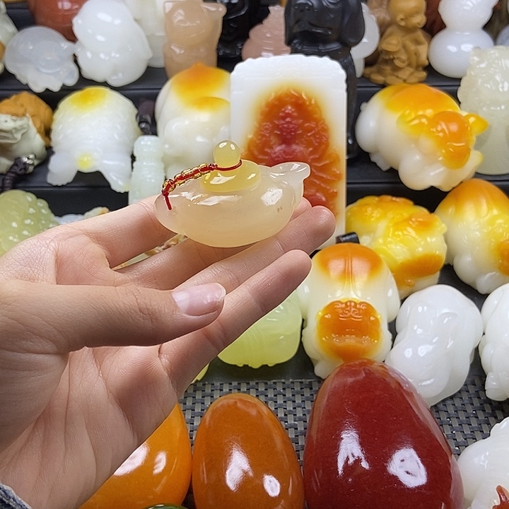 无花朵原石雕刻把件