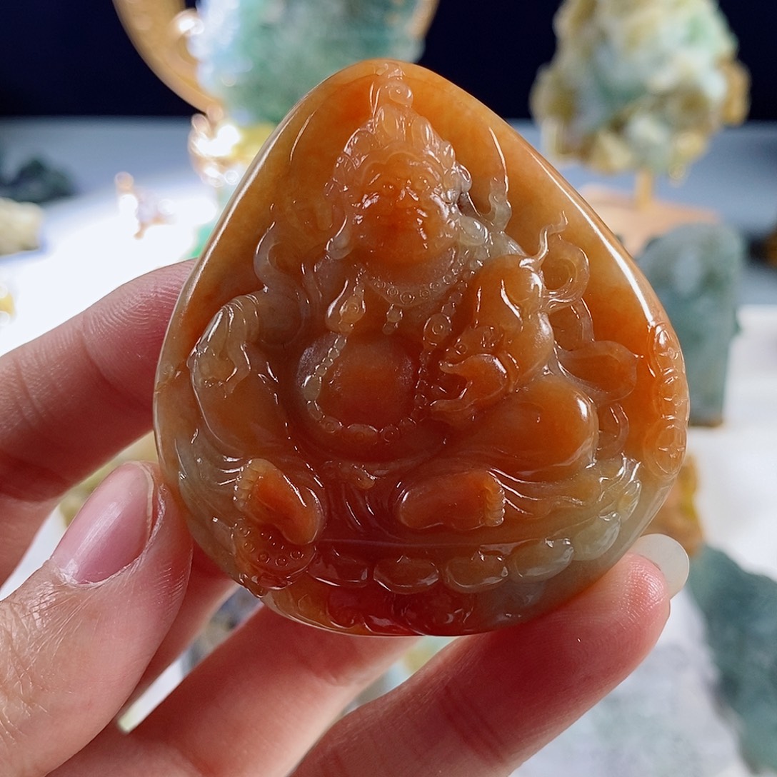 定制翡翠未镶嵌天然a货翡翠黄财神