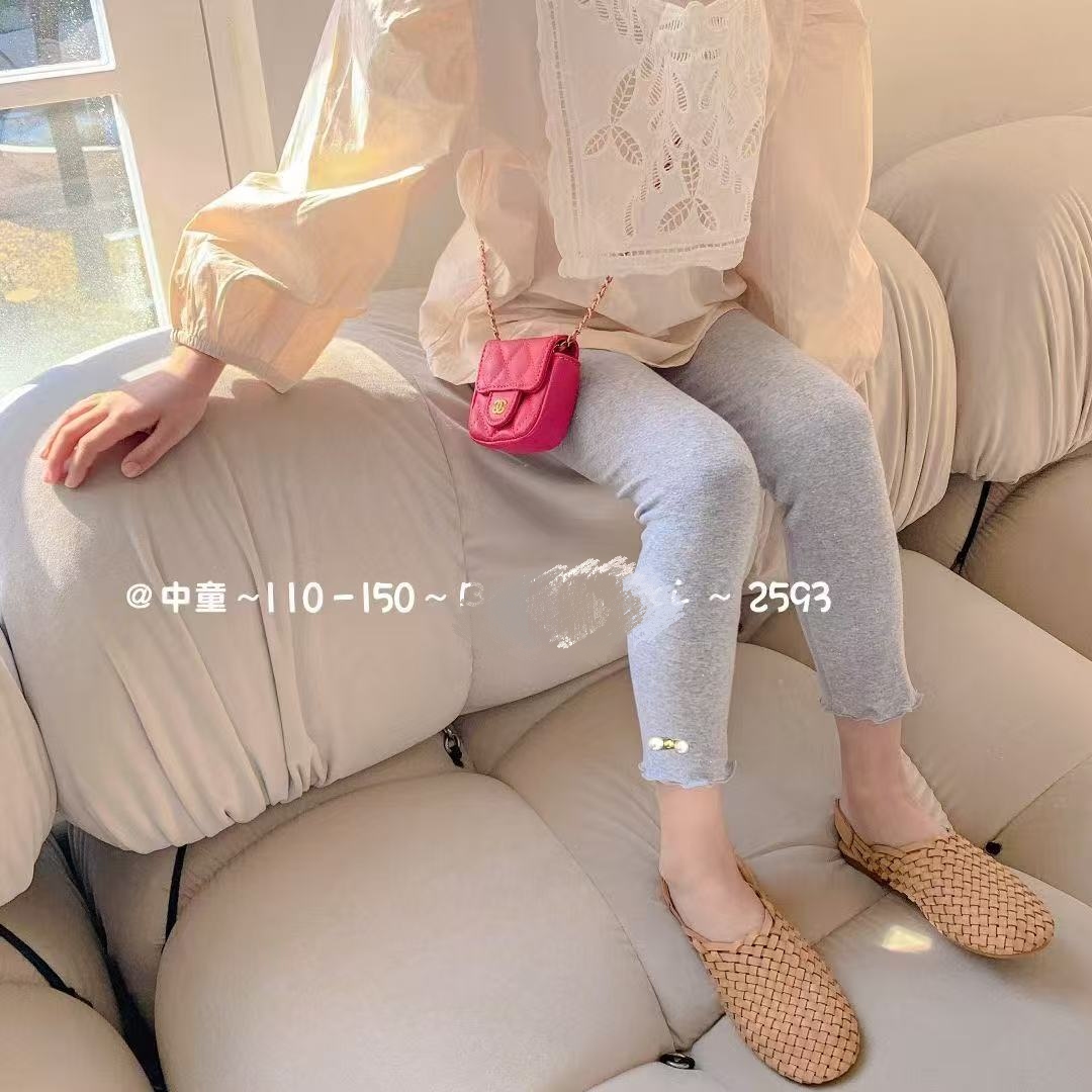 女童秋季透气百搭九分棉布打底裤