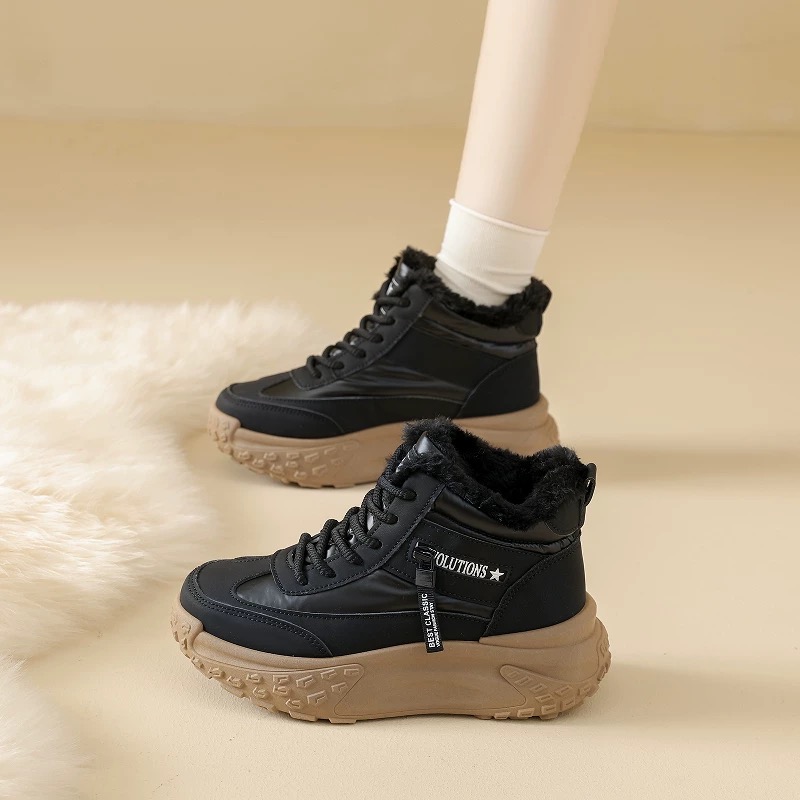 加棉新款女生高帮厚底老爹鞋加绒休闲运动潮摇摇鞋K6727