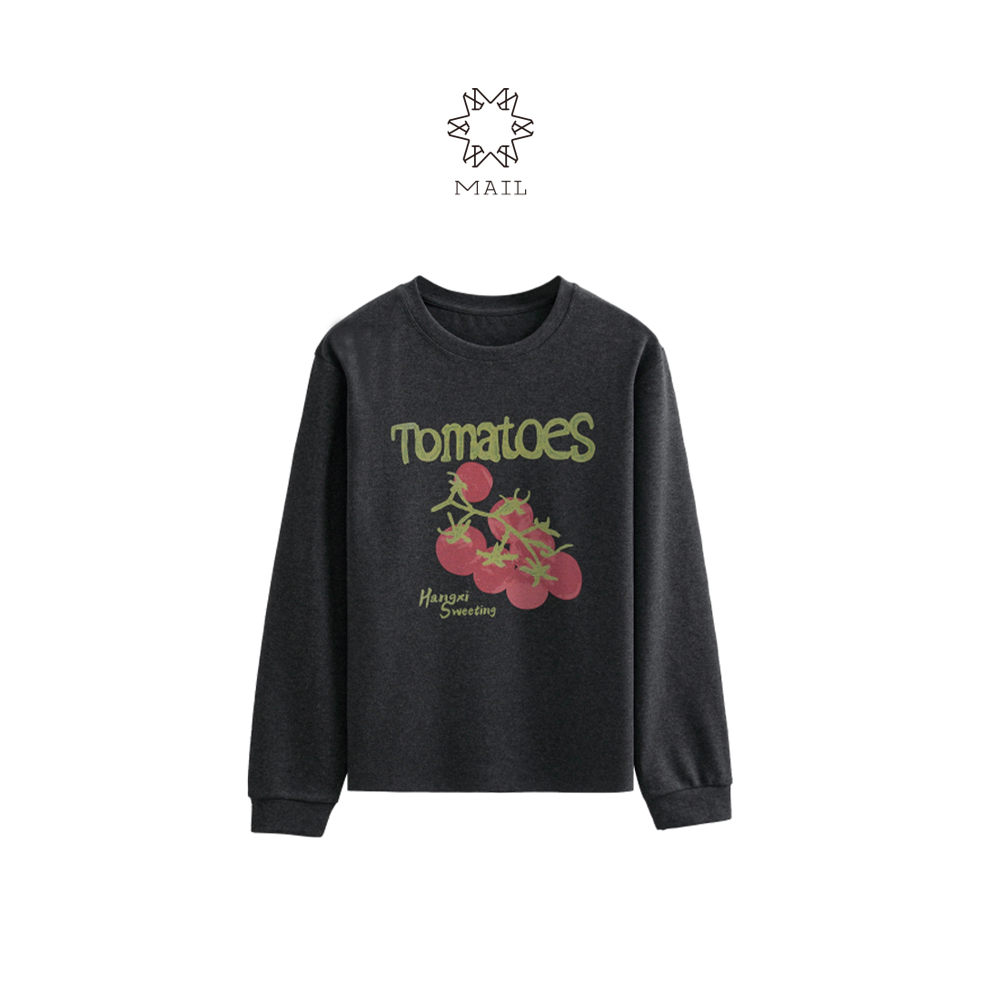 【水彩番茄】新款正肩保暖打底单穿卫衣印花长袖-25050512053