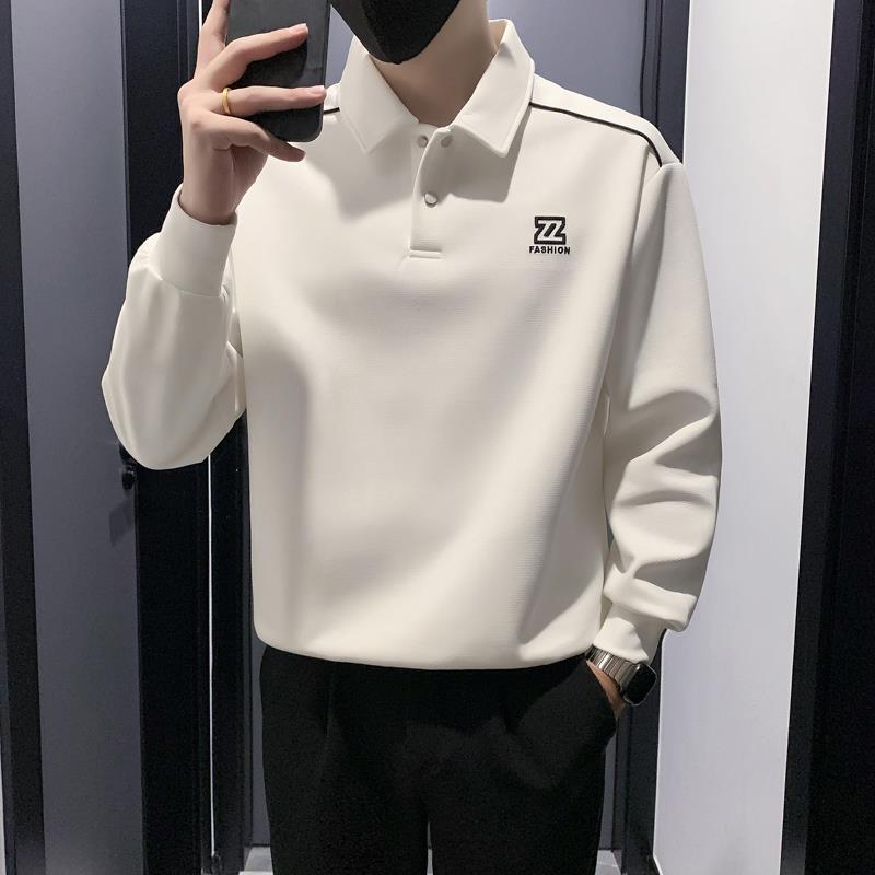 卫衣男2025新款春秋款痞帅风翻领拼色polo衫潮流重磅长袖春装外套