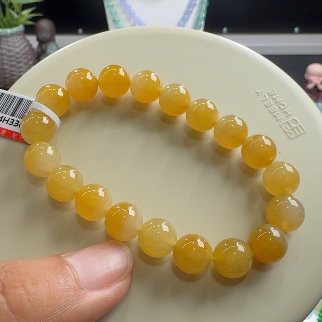 未镶嵌手链翡翠冰胶艳黄翡卡10