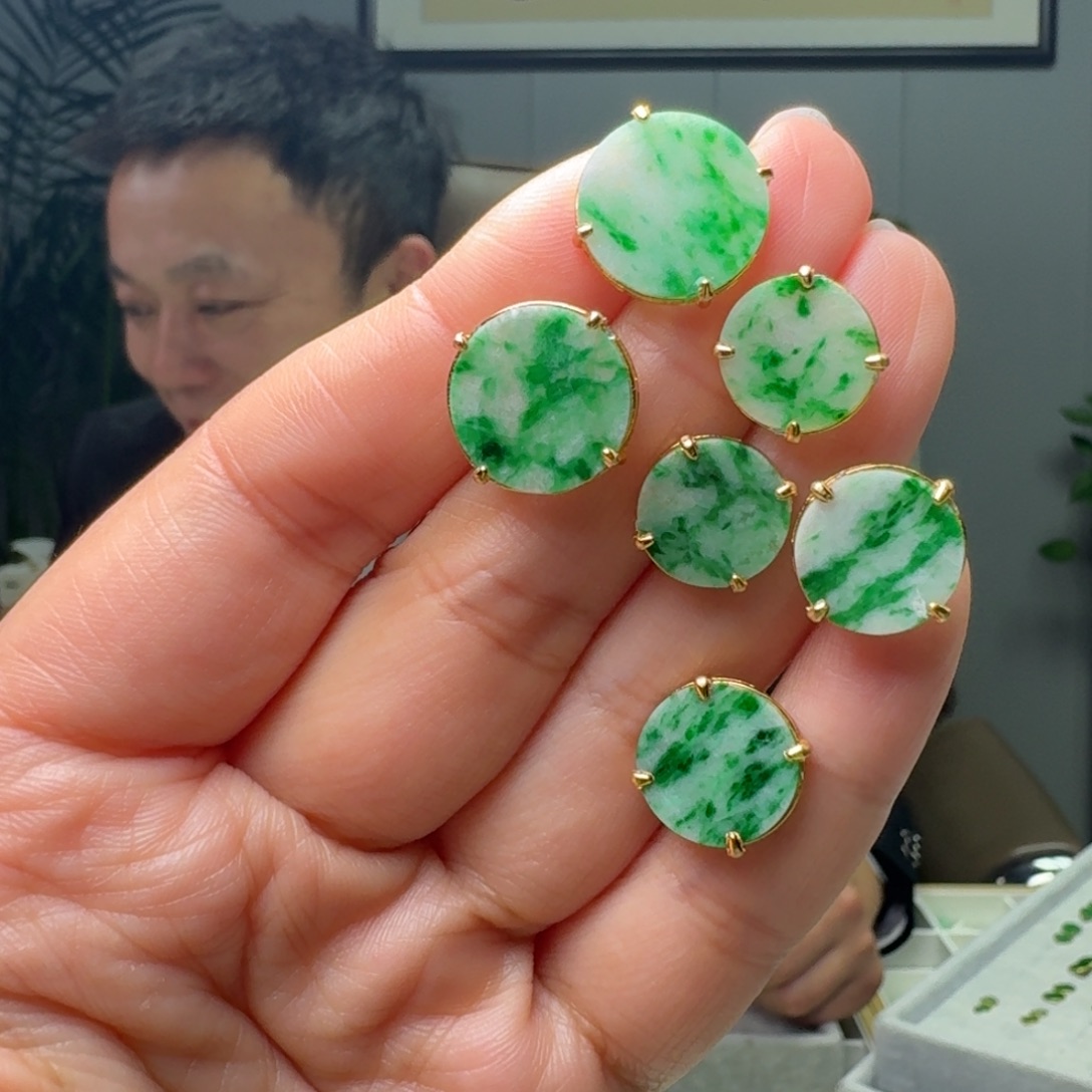 翡翠银S925镶嵌耳饰多样性发货其一微瑕