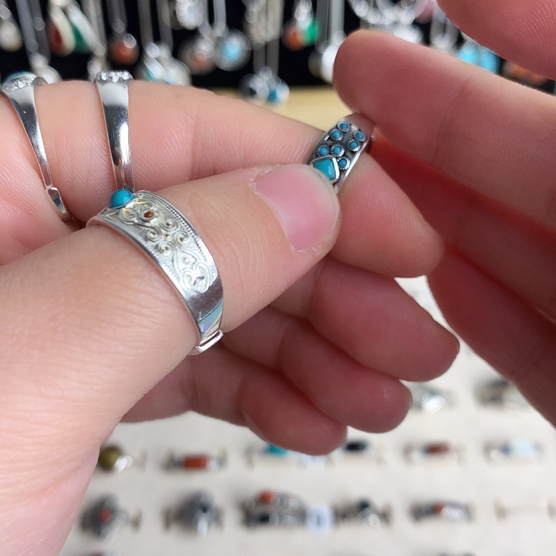 925银925纯银绿戒指