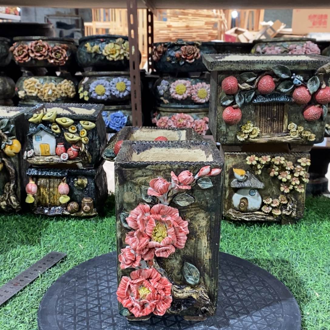 红陶青藤花器多肉花盆