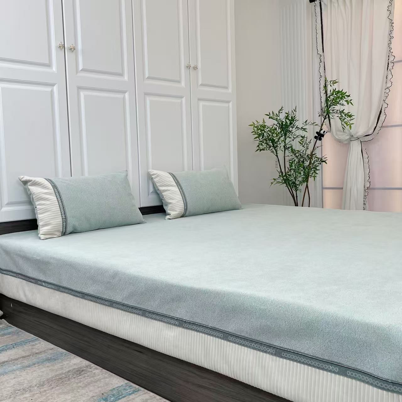 【暖木杨】（奶茶）四季可用高端雪尼尔榻榻米床盖炕盖可定制不同尺寸