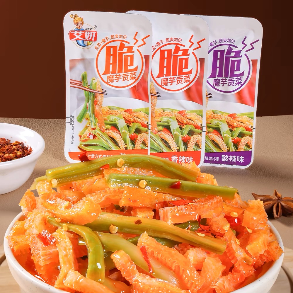 【团单直播间拆】艾妍魔芋贡菜蒜香酸辣香辣味开胃小零食解馋休闲