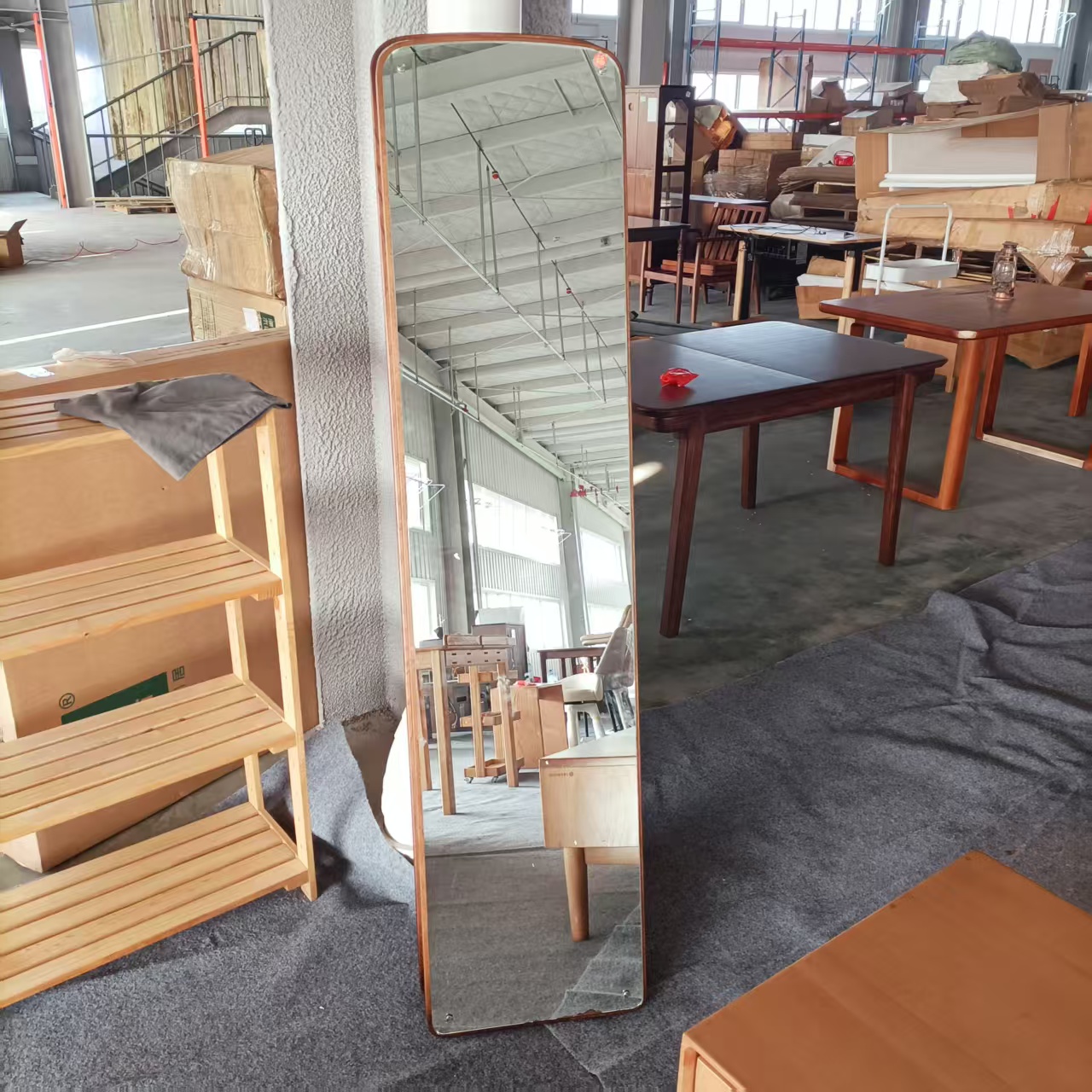 500*500*1728.5MM瑕疵款红橡木胡桃色穿衣镜落地镜复古风