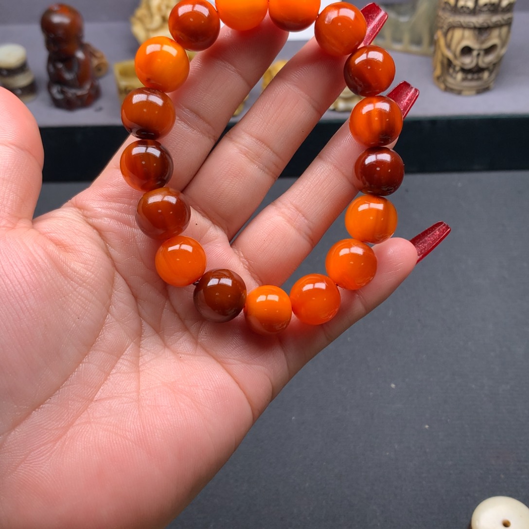 驼骨把件好看牛角