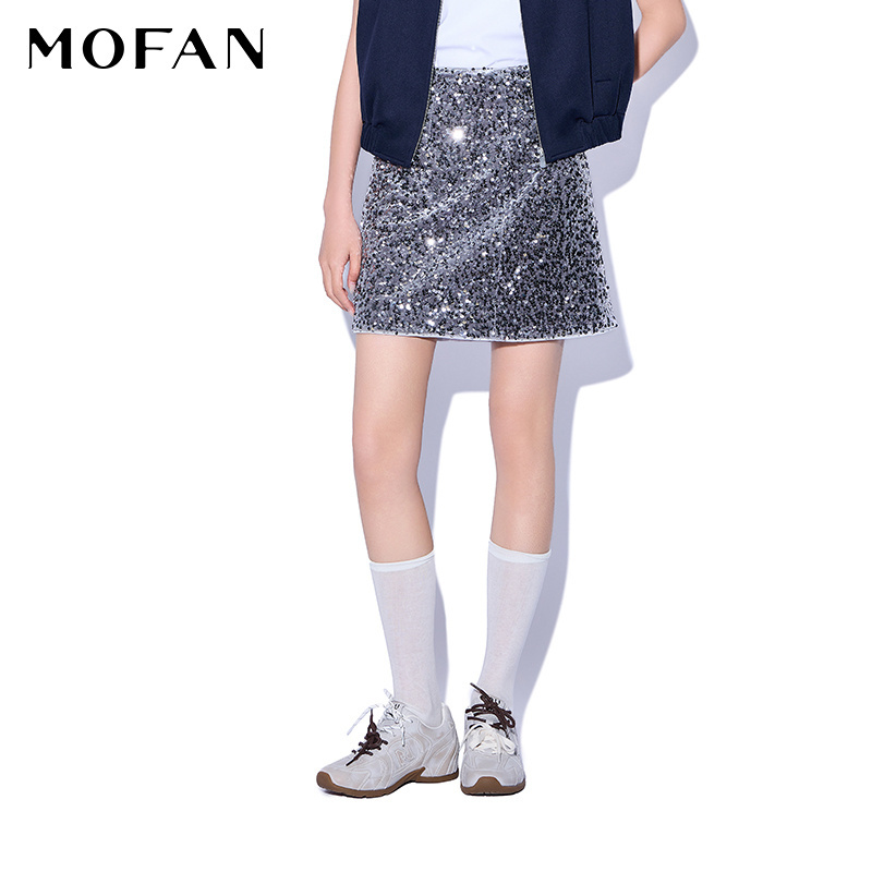 【粉丝专享】【商场同款】MOFAN摩凡秋新款终极灰半身裙MAB573077