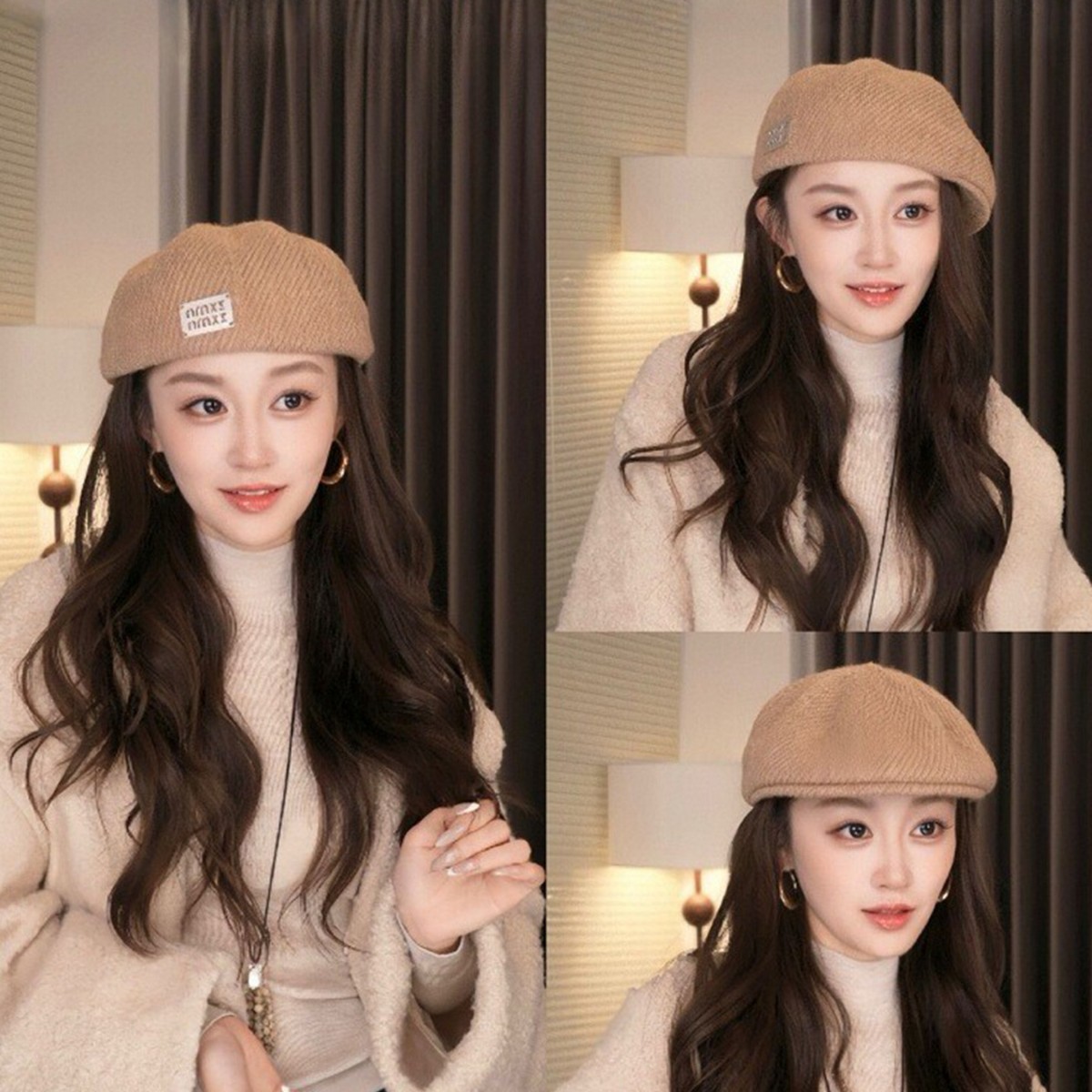 日系复古简约反戴前进帽子女秋冬季百搭显脸小贝雷帽新款画家帽潮