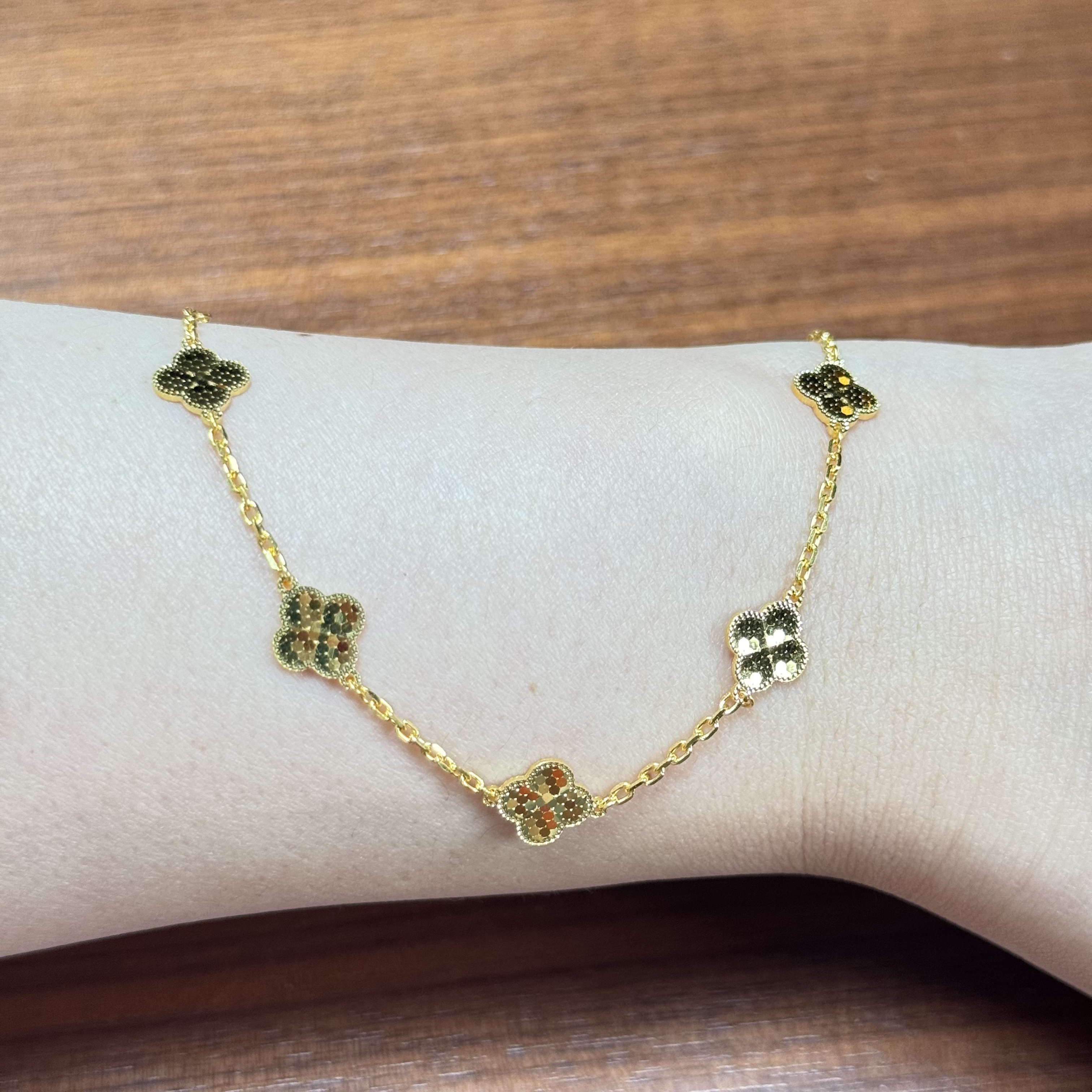 X【卡8.5鱼鳞五花手链】--足金999--5G手链