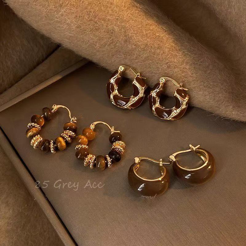 合金耳饰 伢伢饰品爱心水滴铃铛日韩耳环简约几何图案气质圈圈