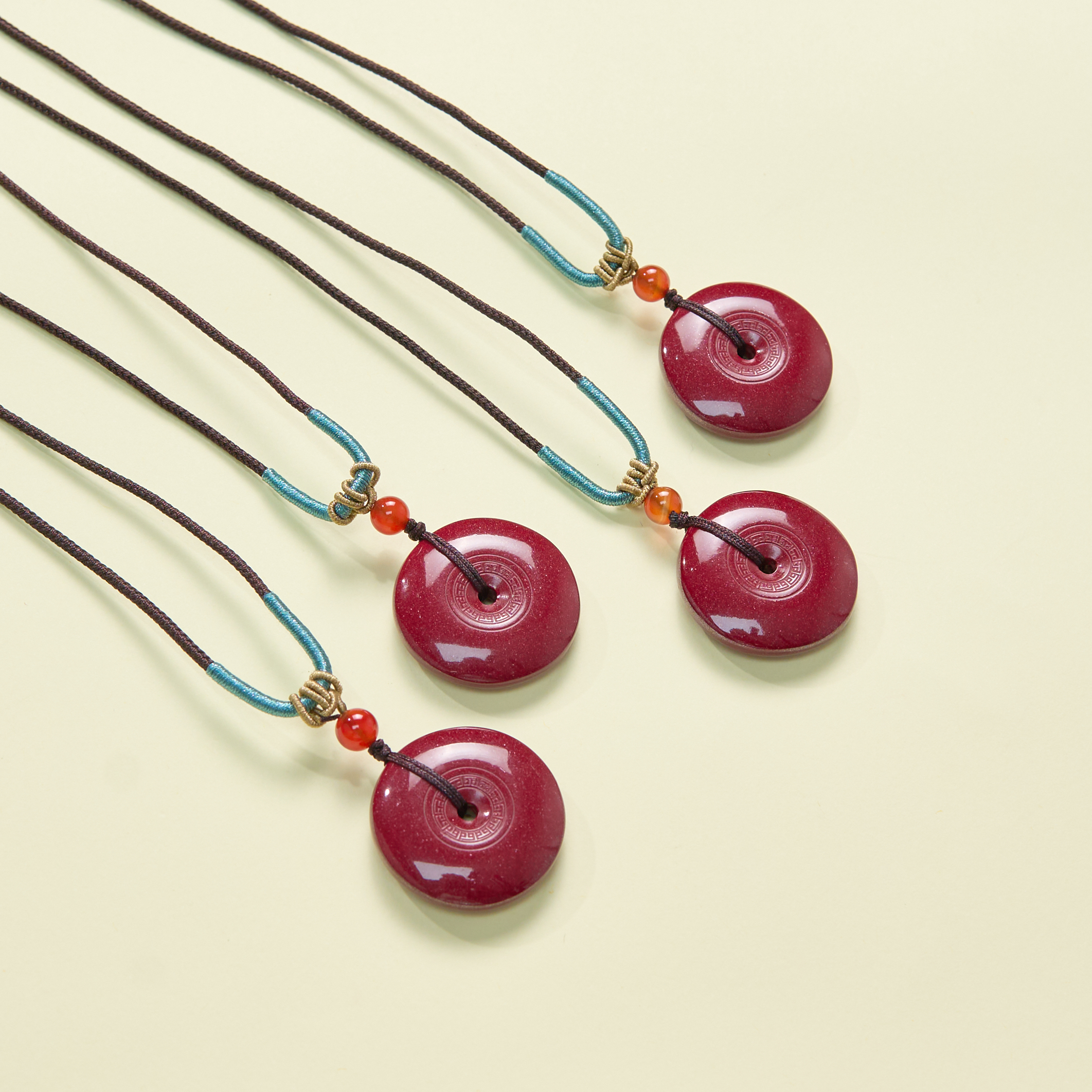 含辰砂工艺品菲菲珠宝好*朱砂平安扣吊坠约29mm-多样性发一