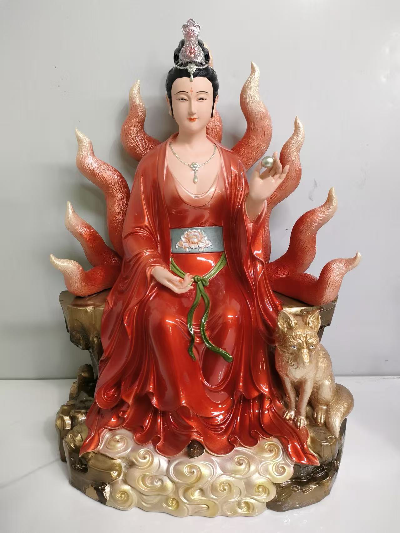 九尾狐像九姑娘九公子像娘娘神像居家家用客厅树脂摆件