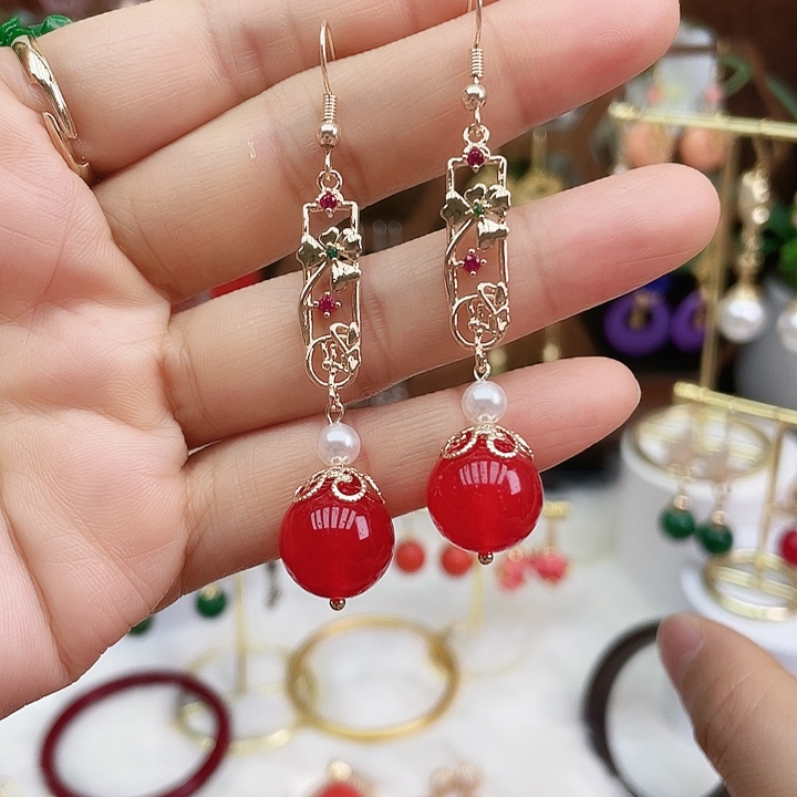 玛瑙/玉髓耳钉合金