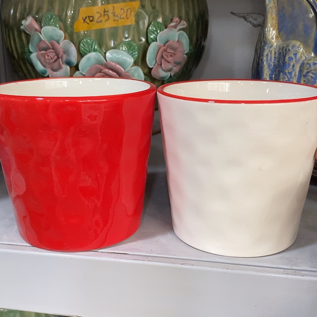 陶杯子陶盆有孔 瑕疵介意勿拍