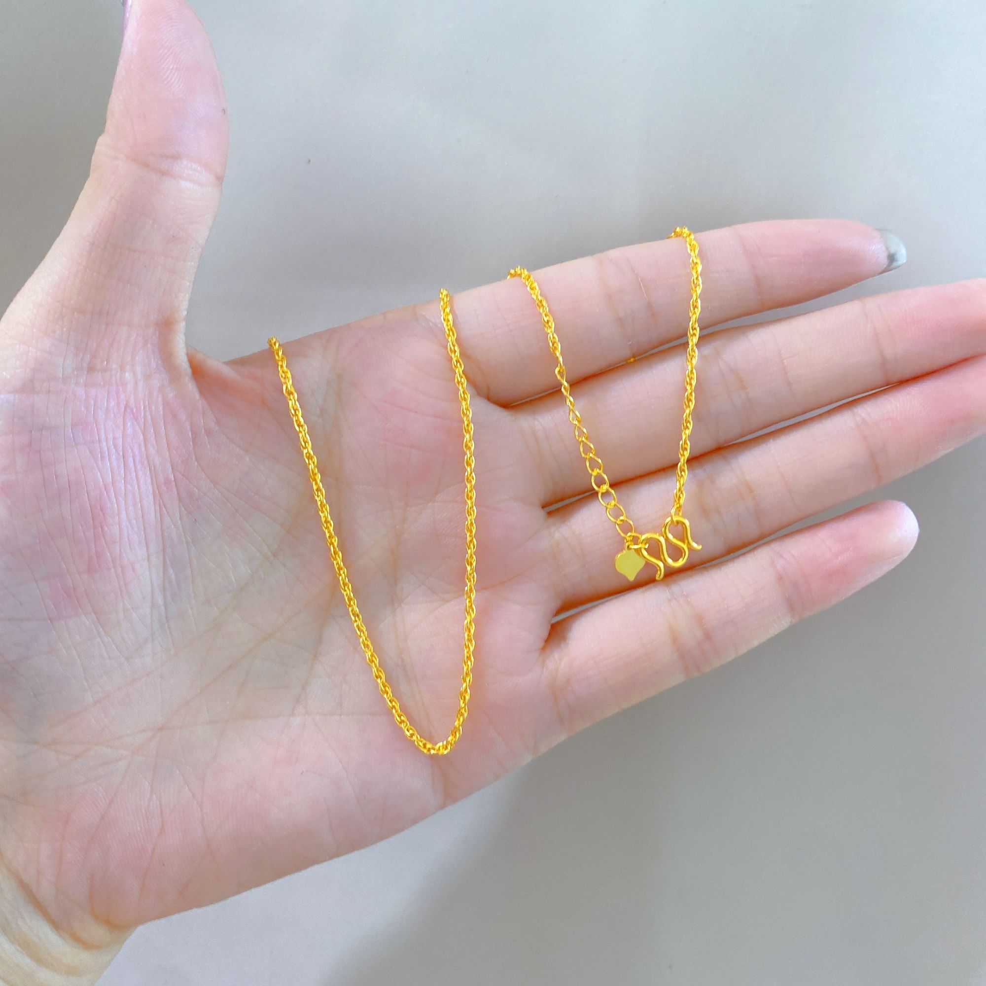 链子足银 小麻花项链精致小巧时尚百搭礼物女可调节精美长链素链