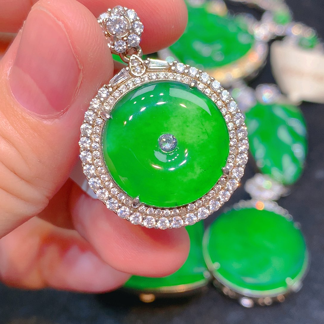 吊坠(不含链)银S925镶嵌翡翠翡翠