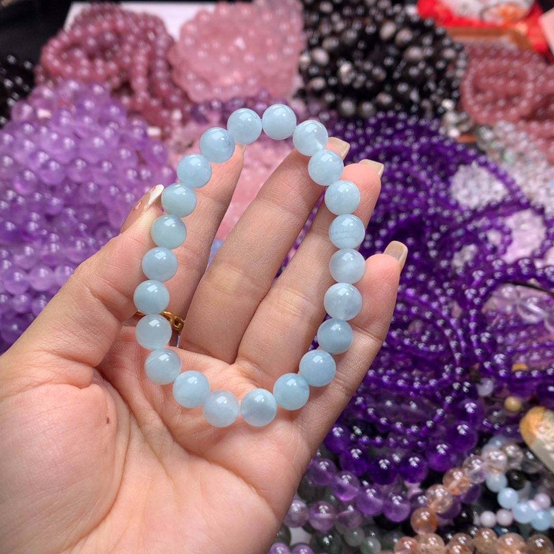 水晶手链未镶嵌海蓝宝卡8.5