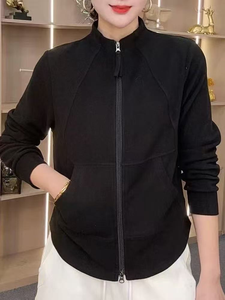 0654#双面绒拉链外套女时尚休闲百搭显瘦潮流秋冬新款