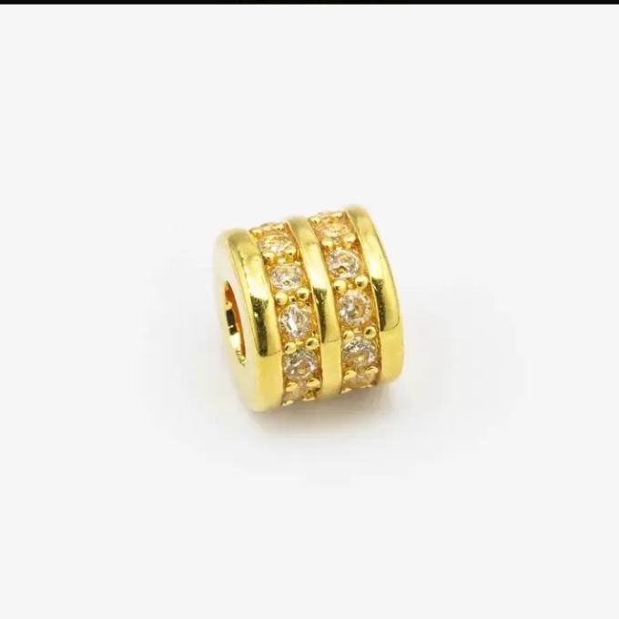 18K金6mm豪镶通孔跑环路路通配件