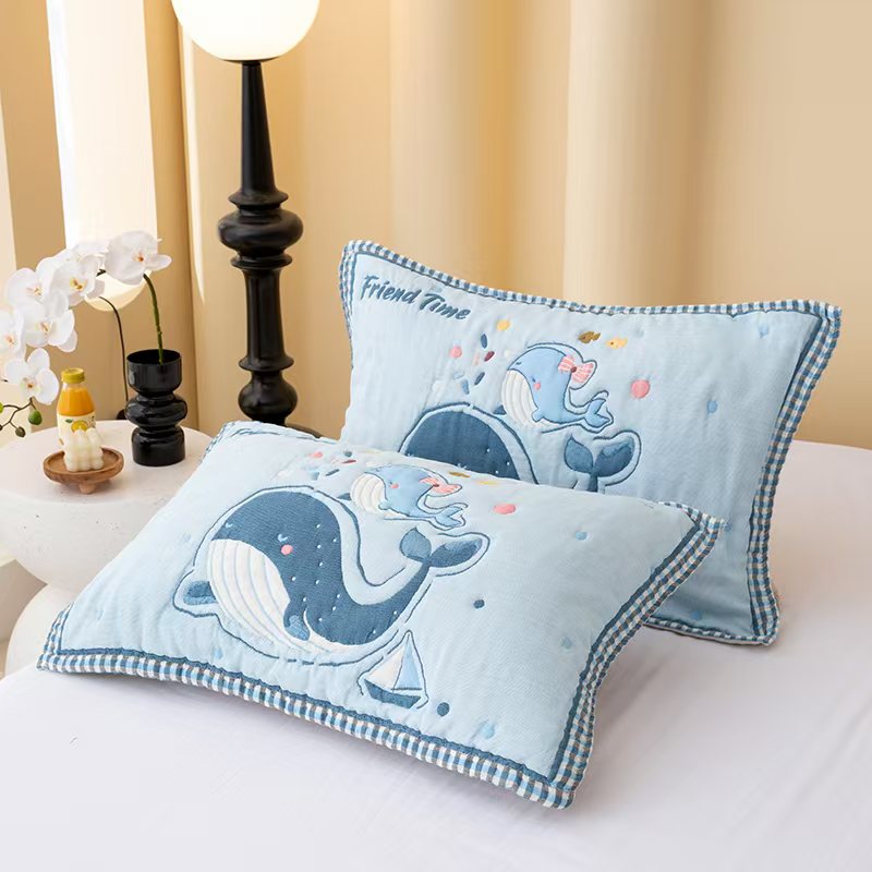 （小鲸鱼）52*78cm加厚十五层纯棉面包枕巾全棉四季吸汗枕巾