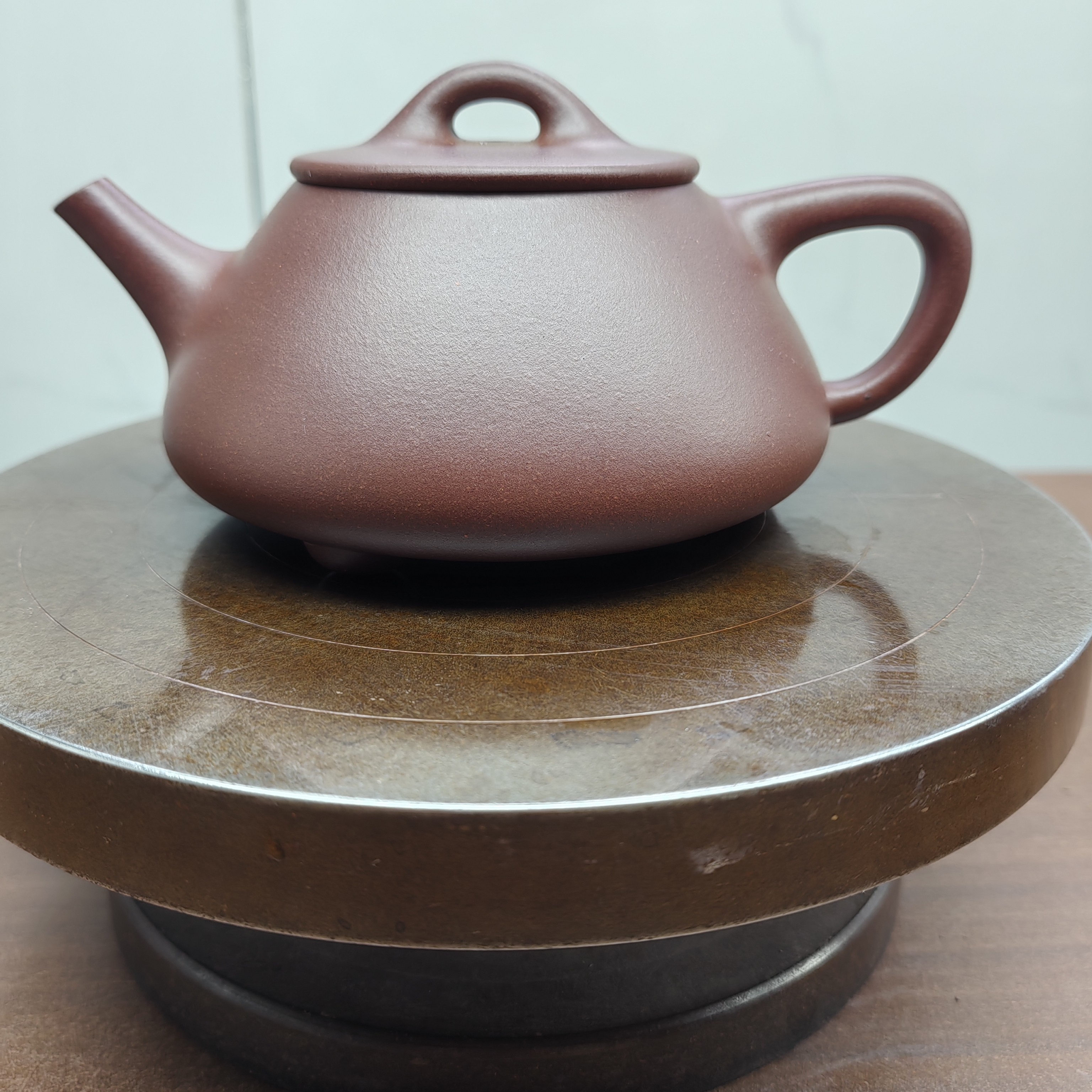 平盖石瓢，原矿底槽青60目一，220㏄左右精工半手助理工艺美术师手制