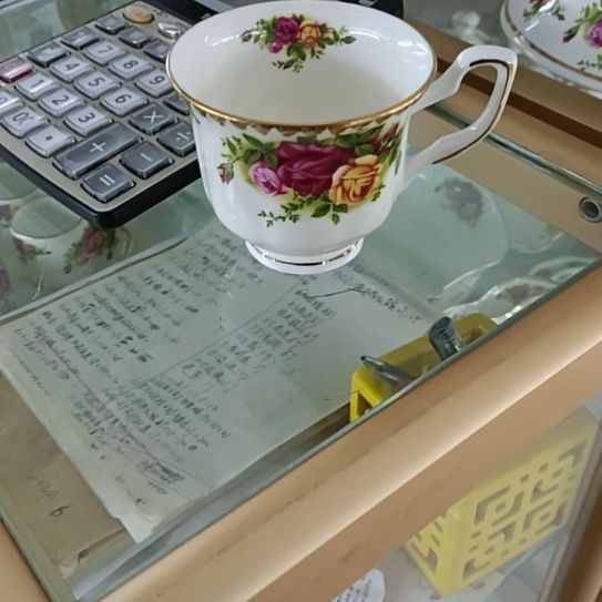 热***古红拍金玫瑰骨质瓷德式杯10个