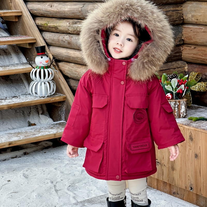 女童冬季棉衣外套2025新款加绒加厚儿童大毛领保暖派克服洋气棉服