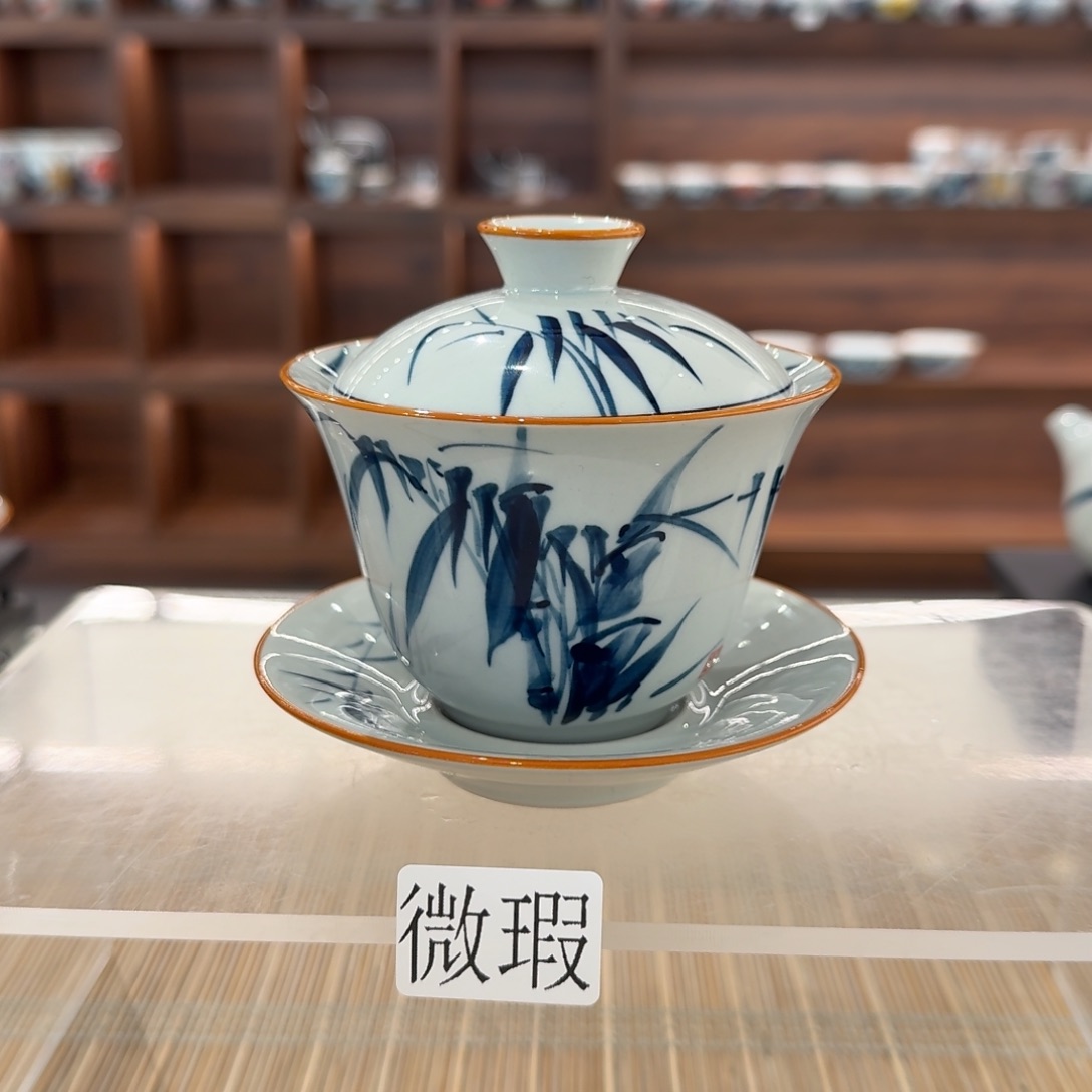 釉下手绘茶具微瑕