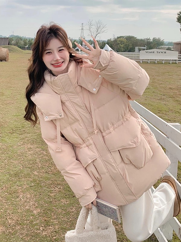 2025女冬季粉色羽绒服新款90白鸭绒加厚保暖