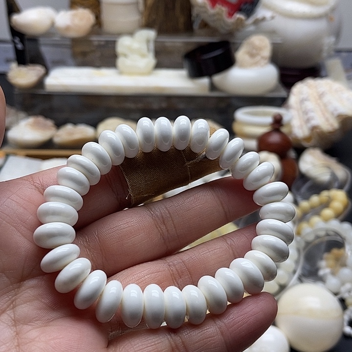 非金属贝壳全白通货算盘珠1.2单圈