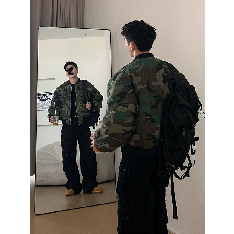 bomber美式双面穿棉服外套男款冬季加厚保暖廓形迷彩痞帅高街棉衣